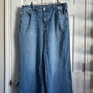American Eagle Outfitters Blue Flare & Wide Leg Jeans - 14 SHORT